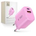 Dwuportowa ładowarka Tech-Protect NCA30 - 30W USB-C PD i 18W USB-A QC3.0 - Jasnoróżowy