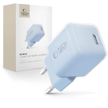 Ładowarka USB-C Tech-Protect NCM25 25W - Power Delivery - Lazurowy