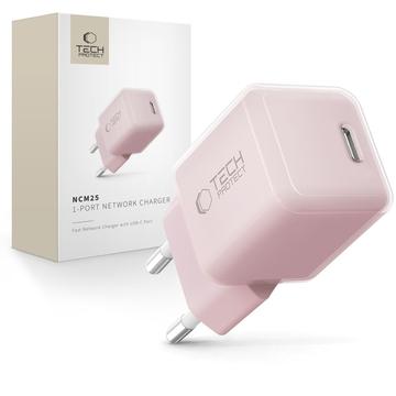 Ładowarka USB-C Tech-Protect NCM25 25W - Power Delivery - Jasnoróżowy