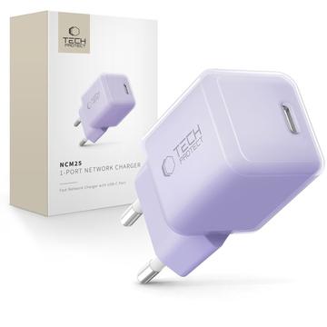 Ładowarka USB-C Tech-Protect NCM25 25W - Power Delivery - Fioletowy dla dziecka