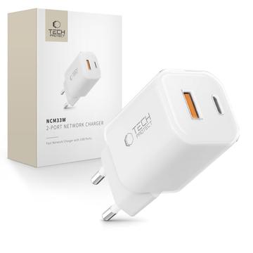 Dwuportowa ładowarka ścienna Tech-Protect NCM33W o mocy 30W - biała