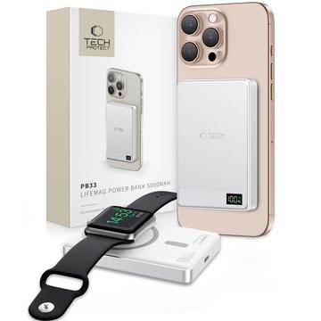 Tech-Protect PB33 LifeMag MagSafe Power Bank 5000mAh - Kompaktowy, bezprzewodowe ładowanie, USB-C, wyświetlacz LED