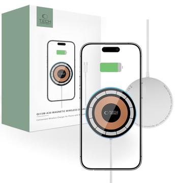 Magnetyczna ładowarka bezprzewodowa Tech-Protect QI15W-A30 - kompatybilna z MagSafe - srebrna