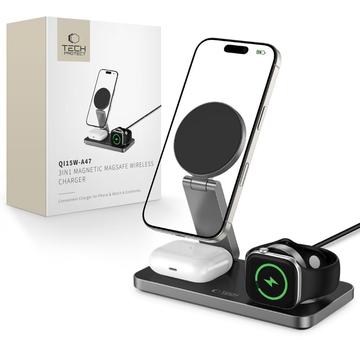 Tech-Protect QI15W-A47 Składana bezprzewodowa ładowarka MagSafe 3 w 1