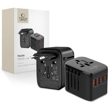 Uniwersalny adapter podróżny Tech-Protect TA200 - EU, UK, US, AU - czarny