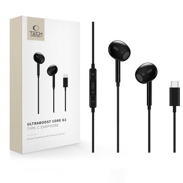 Przewodowe słuchawki USB-C Tech-Protect Ultraboost Core G2 - czarne