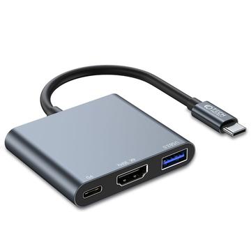 Wieloportowy koncentrator USB-C Tech-Protect V1 3 w 1 - USB-A / USB-C / HDMI - szary