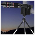 Teleskopowy Obiektyw Aparatu ze Statywem - 50X Zoom Optyczny - Czarny