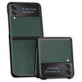 Teksturowane Hybrydowe Etui do Samsung Galaxy Z Flip3 5G - Zieleń
