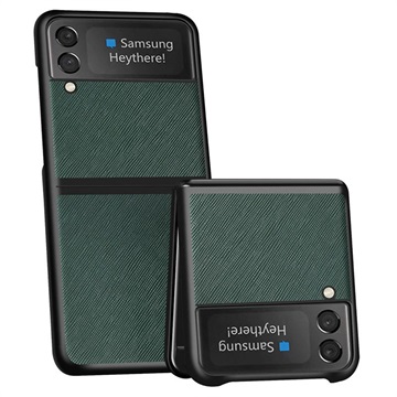 Teksturowane Hybrydowe Etui do Samsung Galaxy Z Flip3 5G - Zieleń