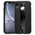 iPhone XR Fakturowane, Powlekane Skórą Etui z TPU - Czarne
