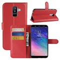 Samsung Galaxy A6+ (2018) - Etui-Portfel ze Strukturą - Czerwień