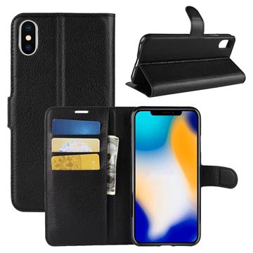 iPhone XS Max - Etui-Portfel za Strukturą - Czerń