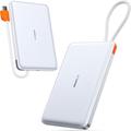 Torras Mini Slim PD Power Bank z wbudowanym kablem USB-C - 10000mAh - Biały
