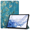 Samsung Galaxy Tab S9 Inteligentne Etui Folio z Serii Tri-Fold - Białe Kwiaty