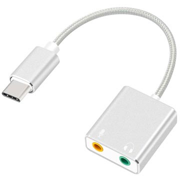 Adapter Audio do Słuchawek / Mikrofonu Przejściówka USB-C / AUX - Srebrny