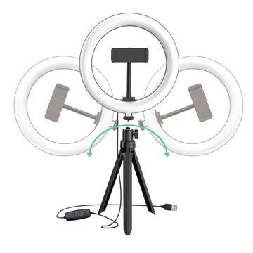 UN-205 8-calowa lampa pierścieniowa LED ze stojakiem i uchwytem na telefon Lampa biurkowa Selfie Circle do fotografii wideo YouTube Makijaż