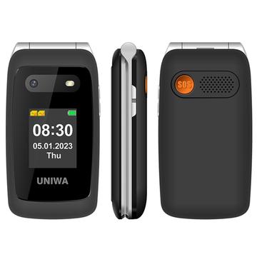 Telefon komórkowy UNIWA V202T 4G z klapką dla osób starszych - język duński, fiński, szwedzki, angielski