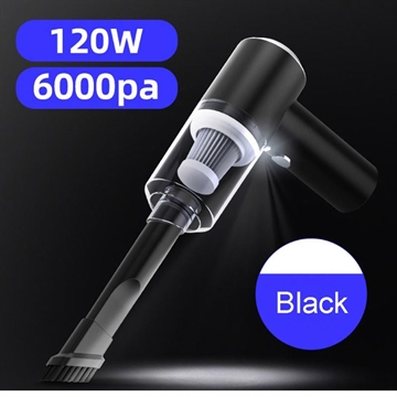 Akumulatorowy odkurzacz samochodowy USB 6000 Pa - czarny
