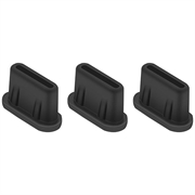 Wtyczka przeciwpyłowa UltraFlex USB-C do dronów, smartfonów, tabletów - 3 szt. - czarna