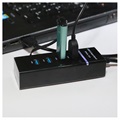 Uniwersalny 4-portowy Hub SuperSpeed USB 3.0 - Czarny