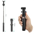 Uniwersalny selfie stick Bluetooth ze statywem 3-w-1 - czarny