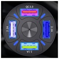 Szybka Ładowarka Samochodowa QC3.0 BK-358 - 4 X USB - Czarna