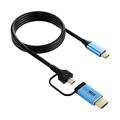 V292 Kabel konwertera wideo 4K 60Hz USB-C na USB-C/HDMI 2.0 - 2m - czarny / niebieski