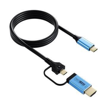 V292 Kabel konwertera wideo 4K 60Hz USB-C na USB-C/HDMI 2.0 - 2m - czarny / niebieski