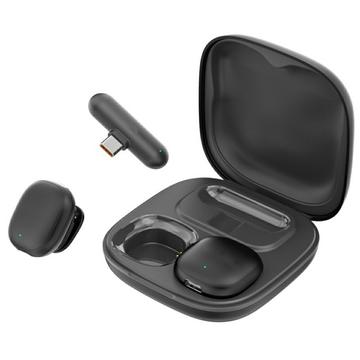 Bezprzewodowy mikrofon krawatowy z redukcją szumów V36 Mini AI z odbiornikiem USB-C i etui ładującym - czarny