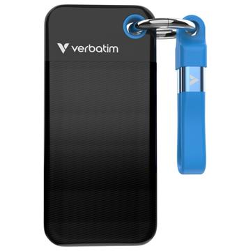 Verbatim 32191 Kieszonkowy dysk SSD z brelokiem - 1TB, kabel USB 3.2 Gen.2 - Czarny / Niebieski