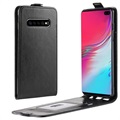 Samsung Galaxy S10 5G Pionowo Zamykane Etui z Kieszenią Na Kartę - Czarne