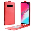 Samsung Galaxy S10 5G Pionowo Zamykane Etui z Kieszenią Na Kartę - Czerwień