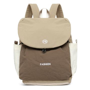 Plecak płócienny Vintage Color Block o dużej pojemności - jasnobrązowy / khaki