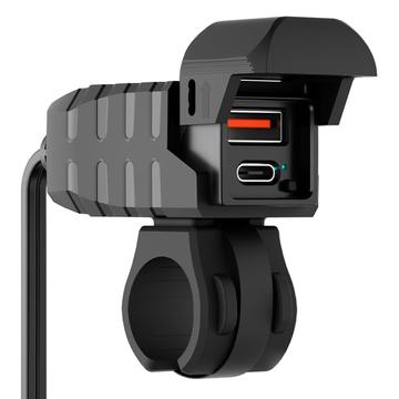WUPP CS-2100A1 Dwuportowa szybka ładowarka motocyklowa USB-A i Type-C z woltomierzem LED