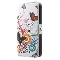 Skórzane Etui-Portfel iPhone 5 / 5S - Motyw Motyli
