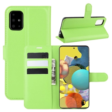 Samsung Galaxy A51 5G Etui z Portfelem z Magnetycznym Zamknięciem - Zieleń