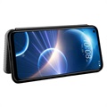 Etui z Portfelem do HTC Desire 22 Pro - Włókno Węglowe - Czarne