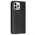 Etui z Portfelem do iPhone 14 Pro - Włókno Węglowe - Czarne