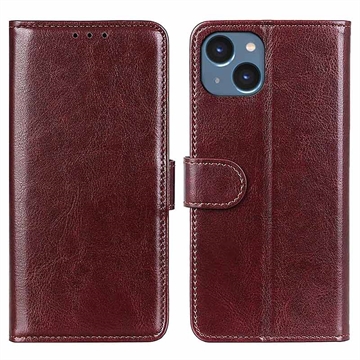 Etui z Portfelem do iPhone 15 Plus z Magnetycznym Zamknięciem - Brąz