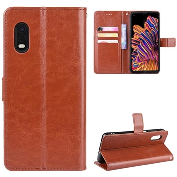 Etui z Portfelem Samsung Galaxy Xcover Pro z Magnetycznym Zamknięciem - Brąz