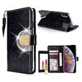 iPhone XS Max Glitter Etui-Portfel - Czarne