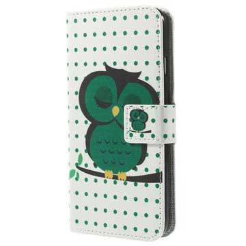 Skórzane Etui-Portfel iPhone 6 - Zielona Sowa