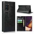 Skórzane Etui-portfel z Podpórką do Samsung Galaxy Note20 Ultra - Czarne