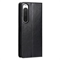 Sony Xperia 10 IV Skórzane Etui-portfel z Podpórką - Czarne