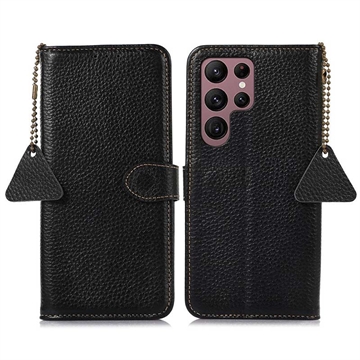 Samsung Galaxy S25 Ultra Skórzane Etui z Portfelem z RFID - Czarne
