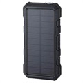 Wodoodporny Solarny Powerbank/Bezprzewodowa Ładowarka - 20000mAh - Czarny