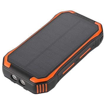 Wodoodporny Solarny Powerbank z Ładowarką Indukcyjną - 30000mAh - Pomarańczowy