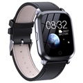 Wodoodporny Sportowy Smartwatch Bluetooth CV06 - Skórzany - Czarny