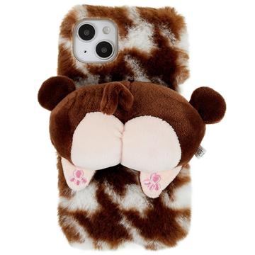 iPhone 14 Plus Etui z TPU 3D Plush Puszysta Zima - Brąz Corgi